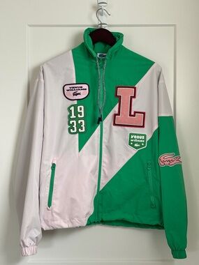 Lacoste Green, White & Pink Patchwork Track Jacket